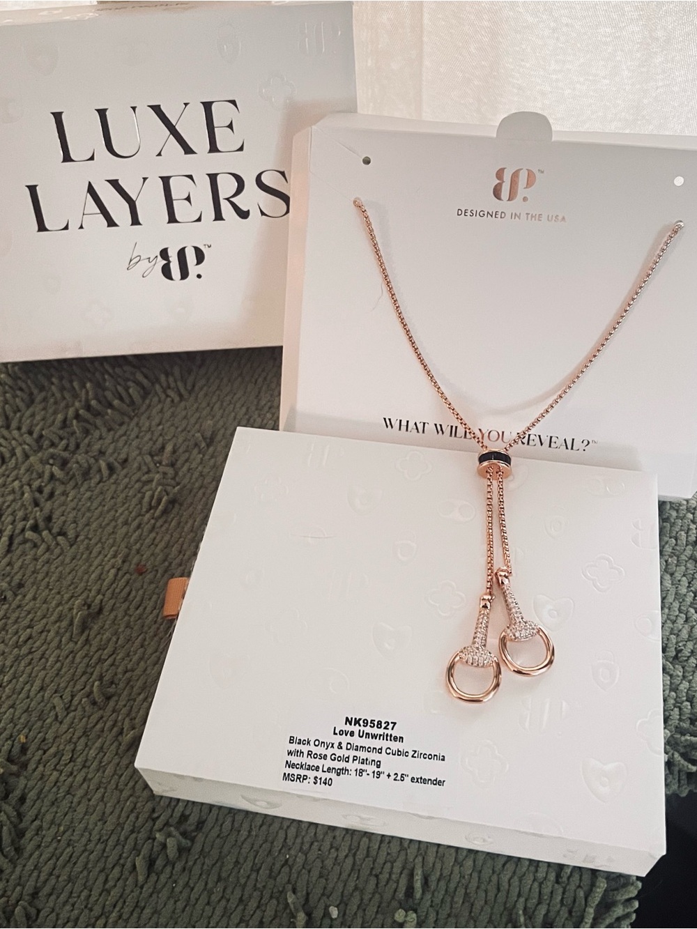 Luxe Layers Rose Gold Lariat Necklace with Black Onyx Accents